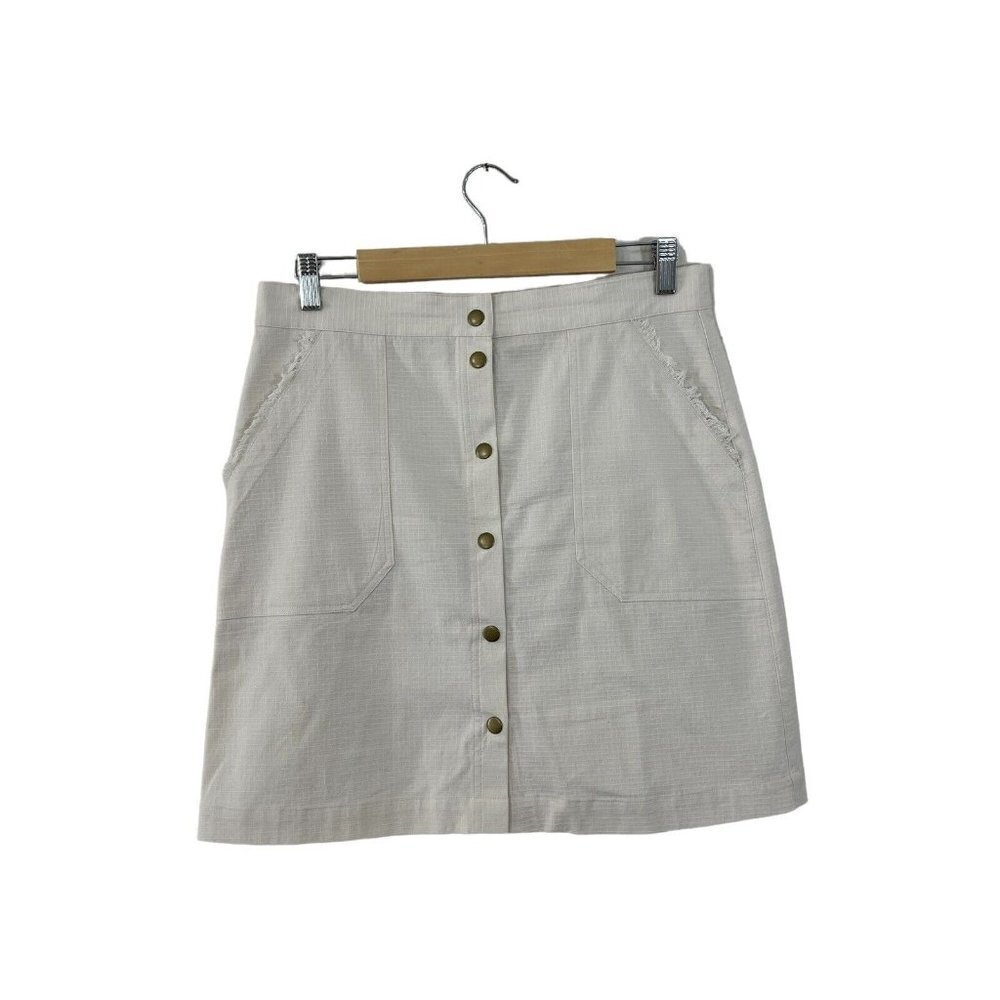Lilla P Skirt 6 A-Line Snap Front Cotton Stretch Knee Length Euc Womens